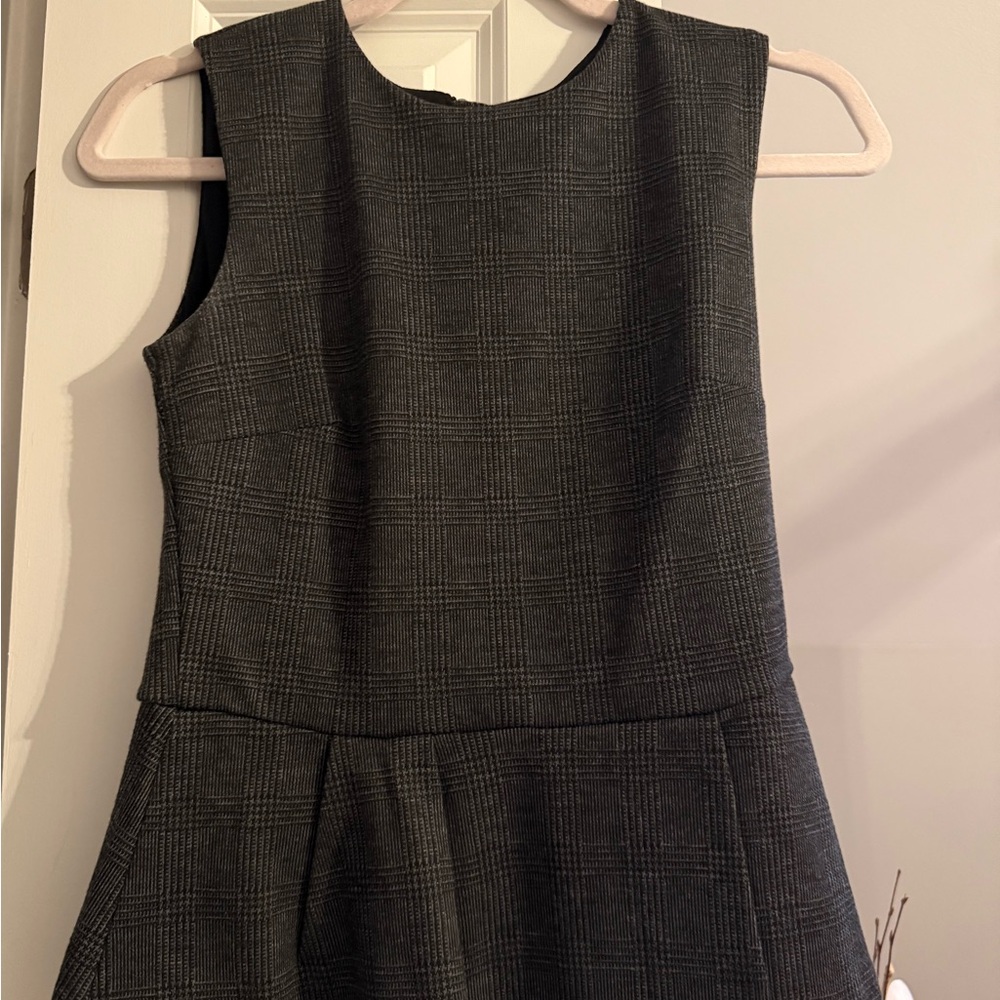 Banana Republic Charcoal Plaid Peplum Top
